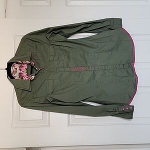 Army green snap button shirt